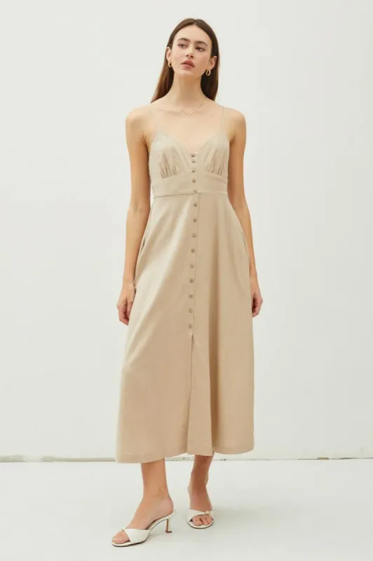 Sweetheart Neck Button Down Cami Midi Dress sold by U-NI-TY