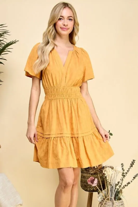 Floral Jacquard V Neck Tiered Dress sold by U-NI-TY