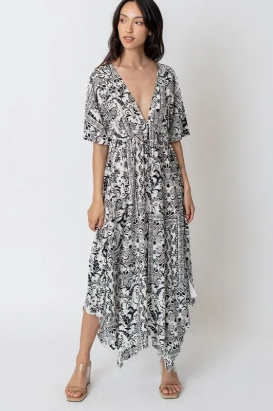 Printed Kimono Sleeve Maxi Dress sold by U-NI-TY