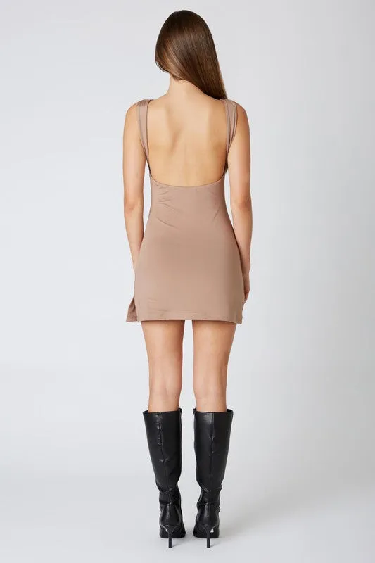 Cowl Neck Open Back Ruching Mini Dress sold by U-NI-TY product image thumbnail 5