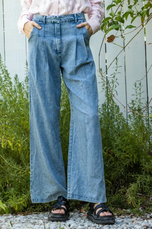 Wide Leg Denim Trousers sold by U-NI-TY