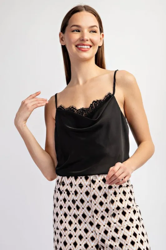 Cowl Neck Lace Sleeveless Top sold by U-NI-TY