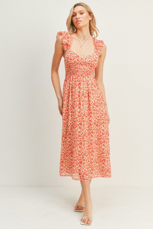 Ruffled Strap Printed Midi Dress sold by U-NI-TY