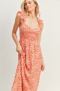 Ruffled Strap Printed Midi Dress sold by U-NI-TY