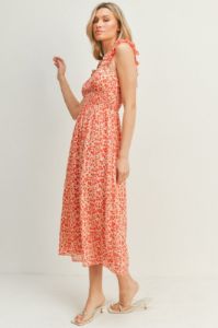 Ruffled Strap Printed Midi Dress sold by U-NI-TY