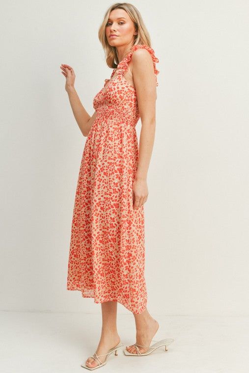 Ruffled Strap Printed Midi Dress sold by U-NI-TY product image thumbnail 4