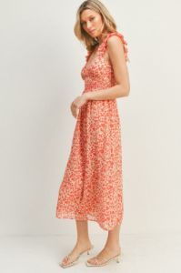 Ruffled Strap Printed Midi Dress sold by U-NI-TY