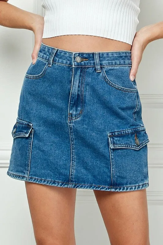 Denim Mini Skirt with Cargo Pocket sold by U-NI-TY product image thumbnail 3