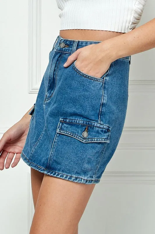 Denim Mini Skirt with Cargo Pocket sold by U-NI-TY product image thumbnail 4