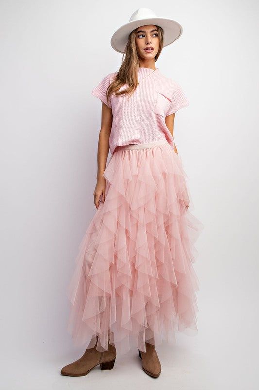 Cascading Tulle Mesh Layered Maxi Skirt sold by U-NI-TY product image thumbnail 3