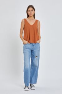 Sleeveless V Neck Solid Top sold by U-NI-TY