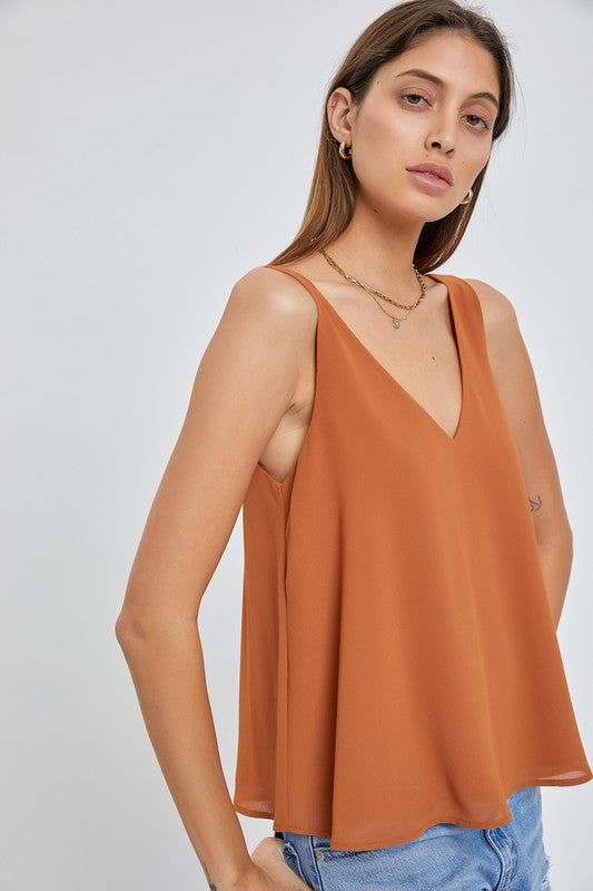 Sleeveless V Neck Solid Top sold by U-NI-TY
