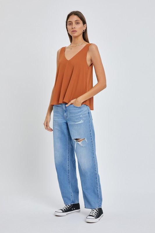 Sleeveless V Neck Solid Top sold by U-NI-TY product image thumbnail 2