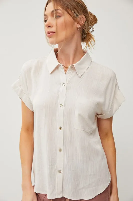 Solid Short Sleeve Button Down Shirt sold by U-NI-TY product image thumbnail 4