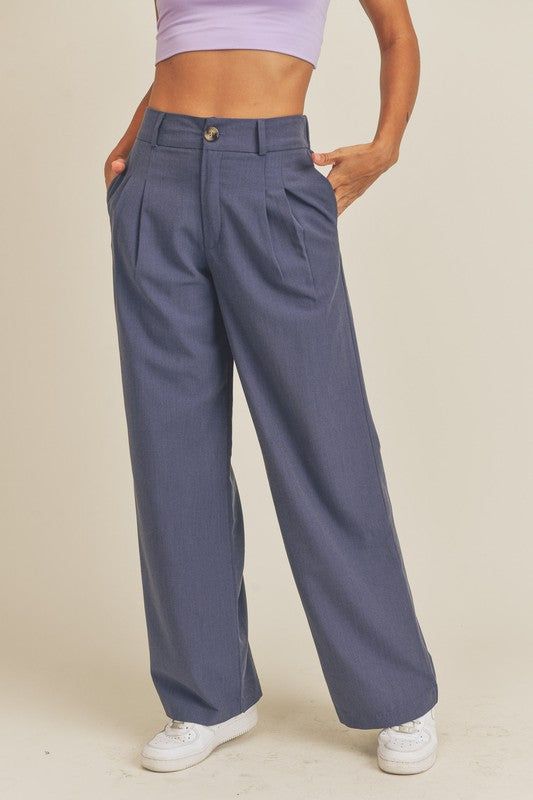High Rise Pleated Wide Leg Trousers (two colours) sold by U-NI-TY