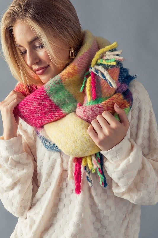Multi Stripe Cozy Scarf with Fringe sold by U-NI-TY