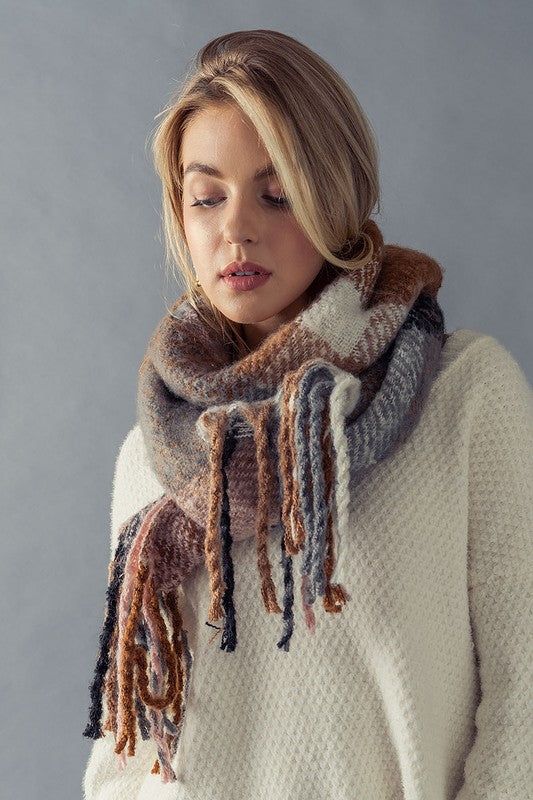 Multi Stripe Cozy Scarf with Fringe sold by U-NI-TY product image thumbnail 4