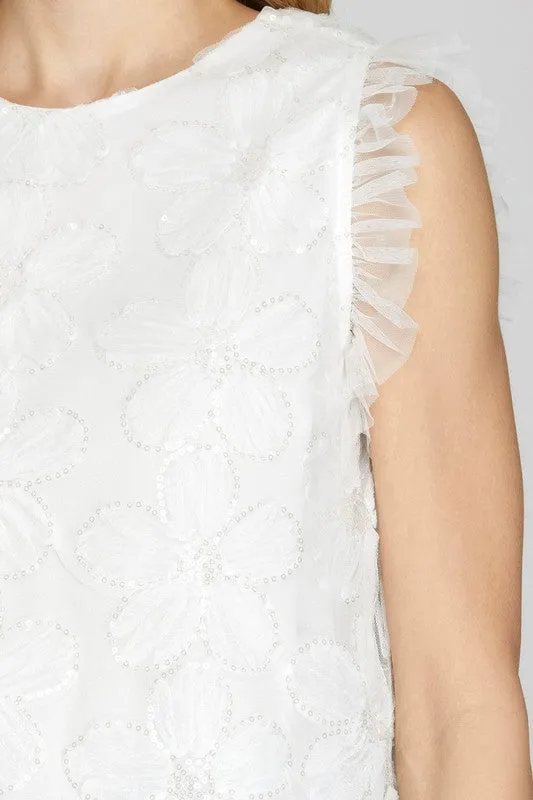 Floral Print Mesh Ruffle Top sold by U-NI-TY product image thumbnail 3