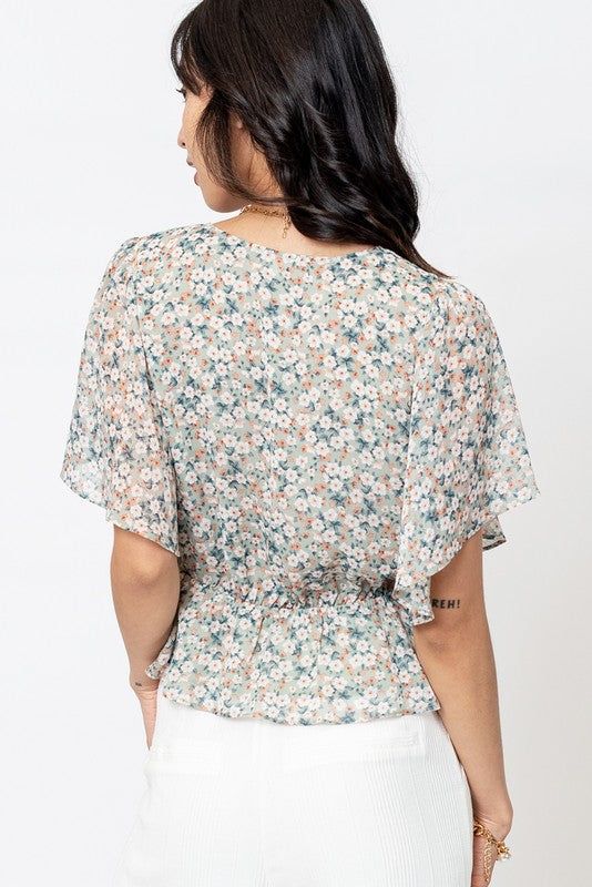 Floral Print Ruffle Sleeve Top sold by U-NI-TY product image thumbnail 4