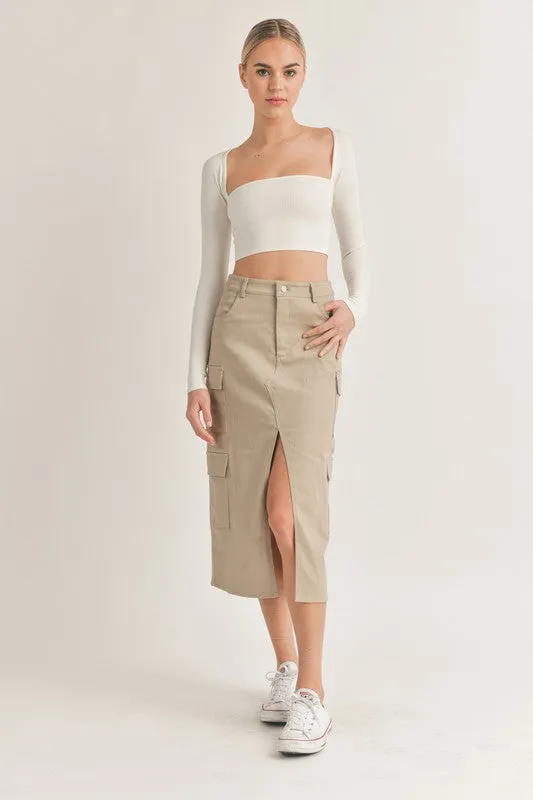 Midi Cargo Skirt With Front Slit Detail sold by U-NI-TY