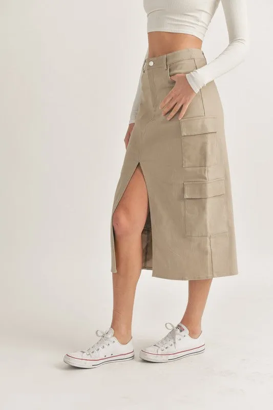 Midi Cargo Skirt With Front Slit Detail sold by U-NI-TY product image thumbnail 3