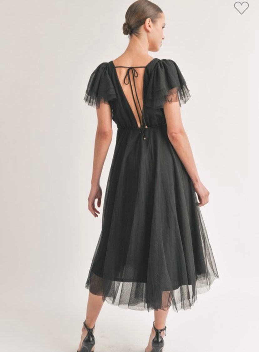 Belted Flutter Sleeve Midi Dress sold by U-NI-TY product image thumbnail 5