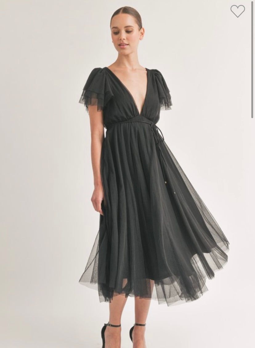 Belted Flutter Sleeve Midi Dress sold by U-NI-TY product image thumbnail 2