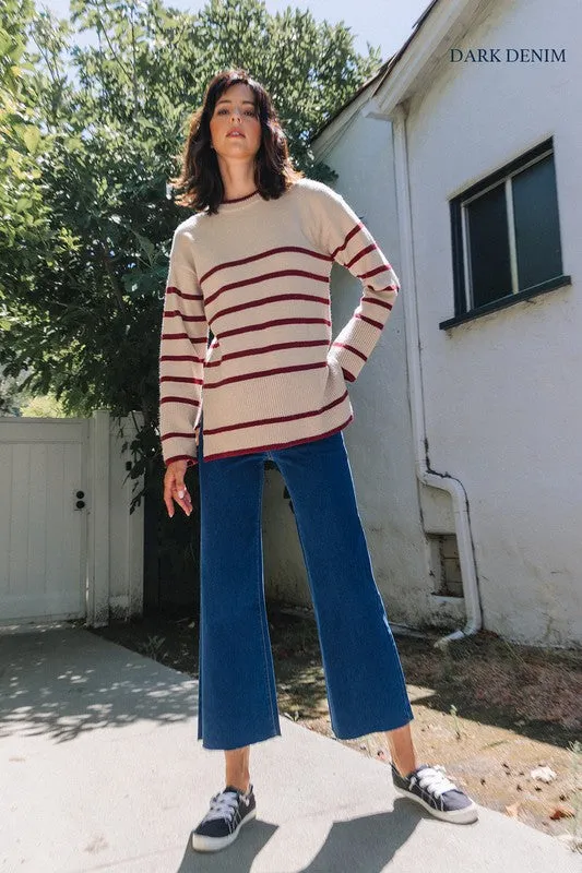 Stretch High Rise Wide Leg Cropped Denim Jeans sold by U-NI-TY product image thumbnail 2