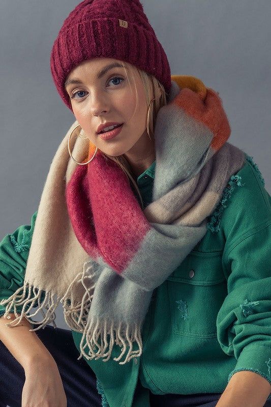 Multi Colour Patchwork Fringe Scarf sold by U-NI-TY