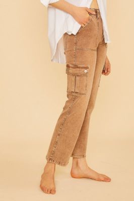 Lyocell Stretch High Rise Cargo Denim Jeans sold by U-NI-TY