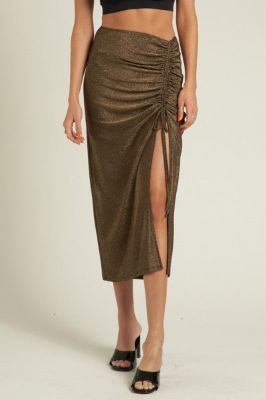 Midi Slit Drawstring Skirt sold by U-NI-TY