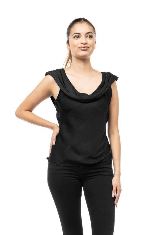 Sleeveless Drape Front Back Neck Bias Top sold by U-NI-TY product image thumbnail 2