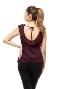 Sleeveless Drape Front Back Neck Bias Top sold by U-NI-TY