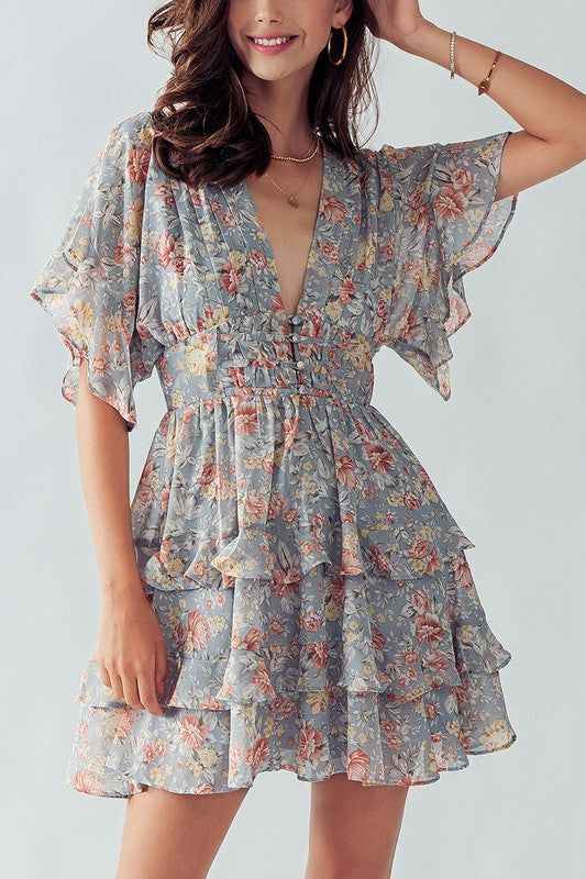 Flutter Sleeve Tiered Mini Dress sold by U-NI-TY product image thumbnail 3