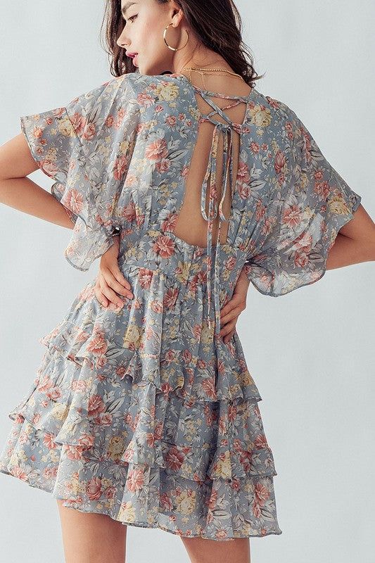 Flutter Sleeve Tiered Mini Dress sold by U-NI-TY product image thumbnail 4