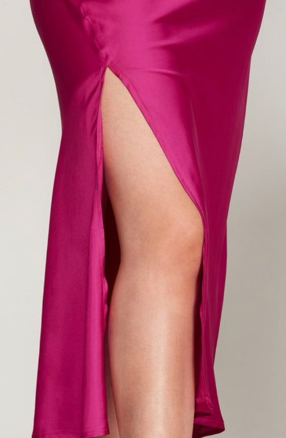 Cowl Neck Slit Midi Cami Satin Dress sold by U-NI-TY product image thumbnail 3