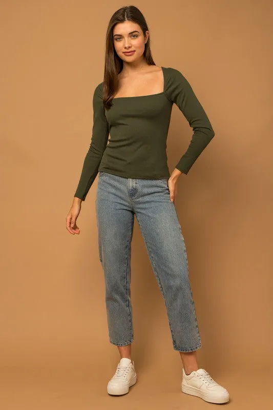 Long Sleeve Deep Neck Rib Top sold by U-NI-TY product image thumbnail 3