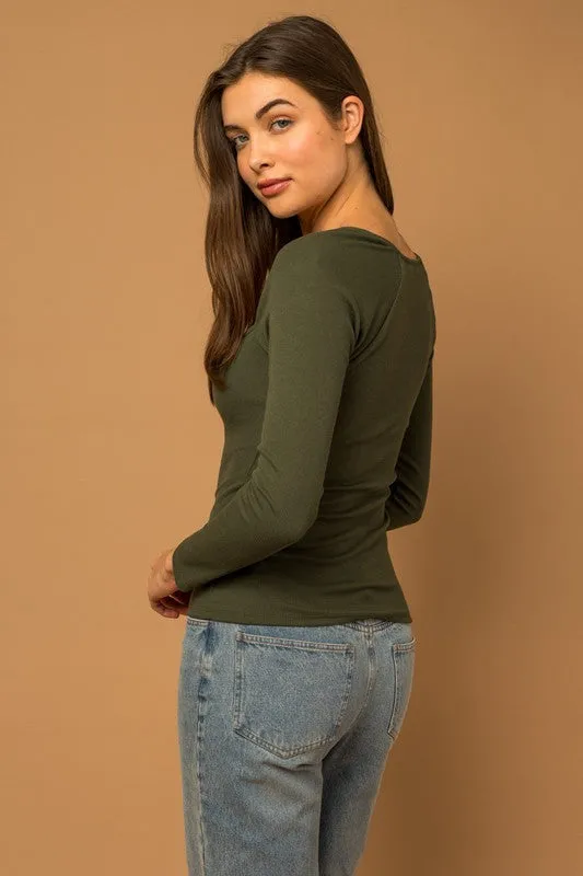 Long Sleeve Deep Neck Rib Top sold by U-NI-TY product image thumbnail 4