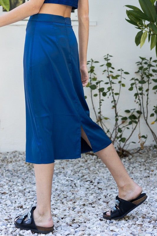 Satin Midi Skirt With Back Slit sold by U-NI-TY product image thumbnail 4
