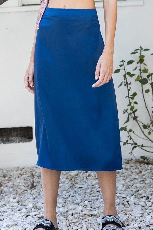 Satin Midi Skirt With Back Slit sold by U-NI-TY product image thumbnail 2