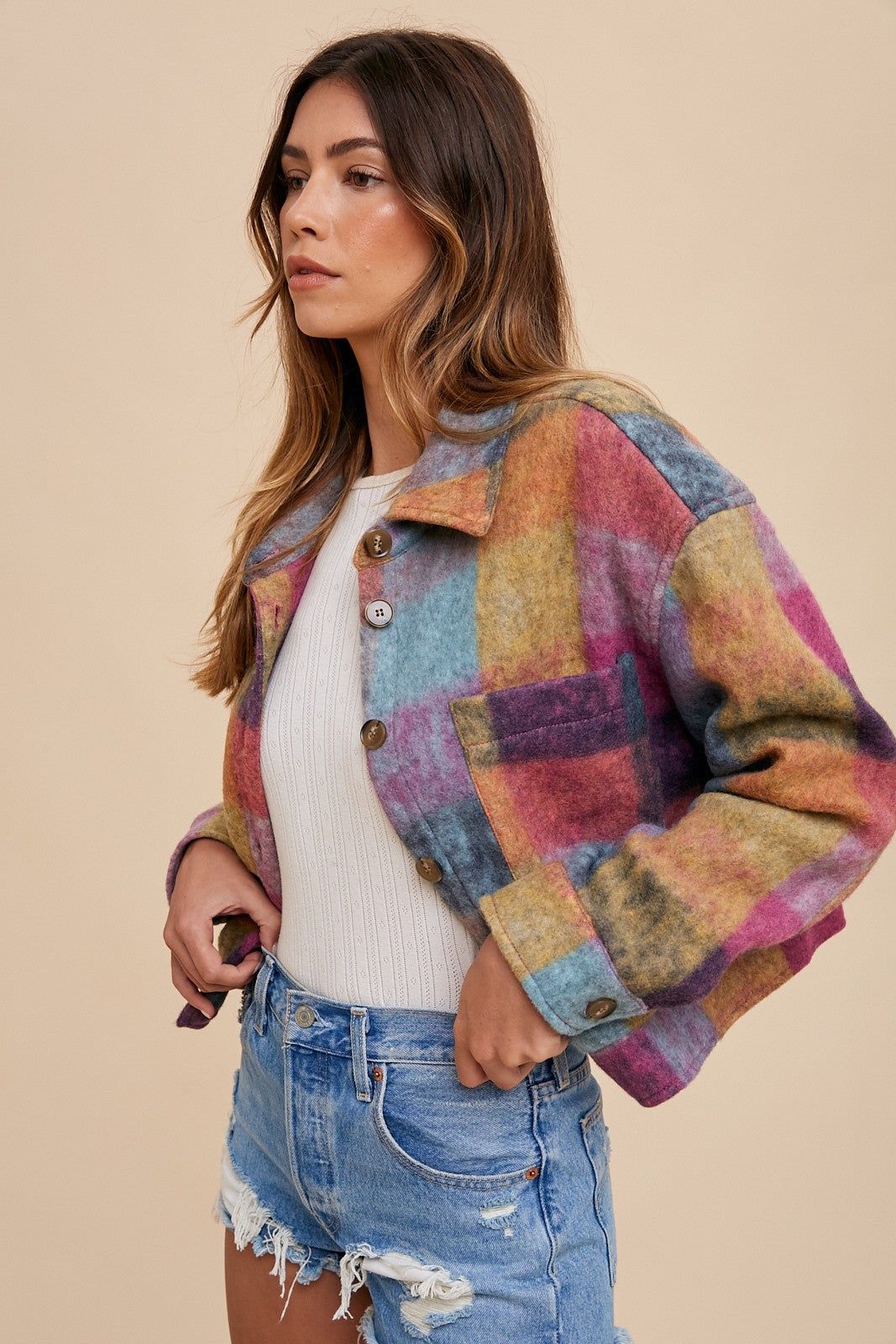 Soft brushed multicolour loose fit jacket sold by U-NI-TY product image thumbnail 5