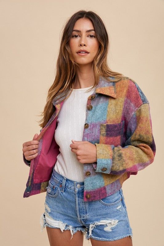 Soft brushed multicolour loose fit jacket sold by U-NI-TY