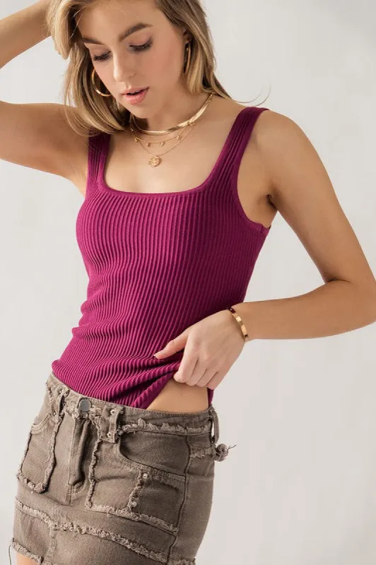 Sculpt Knit Square Neck Sleeveless Bodysuit (5 colours) sold by U-NI-TY