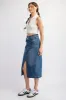 Front Cross Denim Midi Skirt sold by U-NI-TY