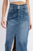Front Cross Denim Midi Skirt sold by U-NI-TY