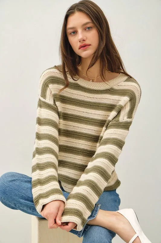 Striped Crochet Knit Sweater sold by U-NI-TY product image thumbnail 2