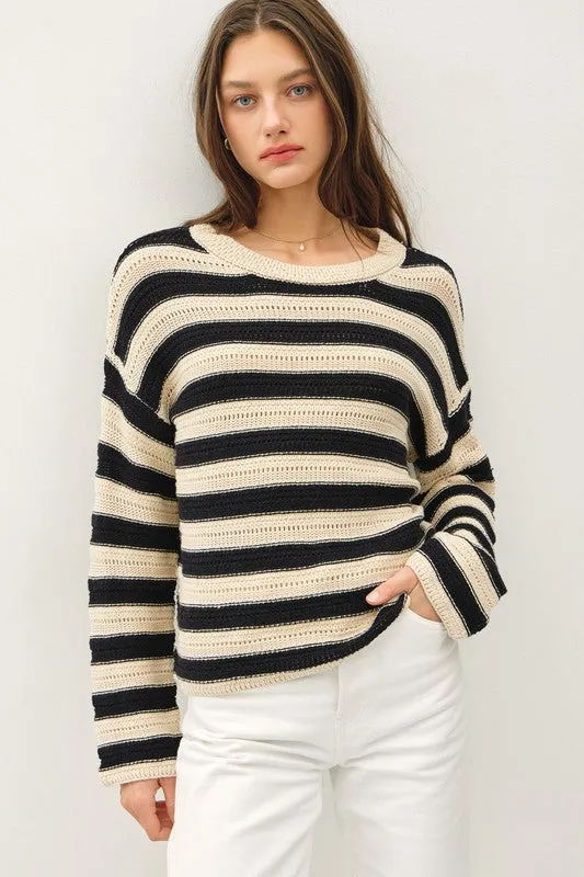Striped Crochet Knit Sweater sold by U-NI-TY product image thumbnail 5