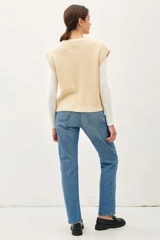 Cable Knit Cap Sleeve Sweater Vest sold by U-NI-TY product image thumbnail 3