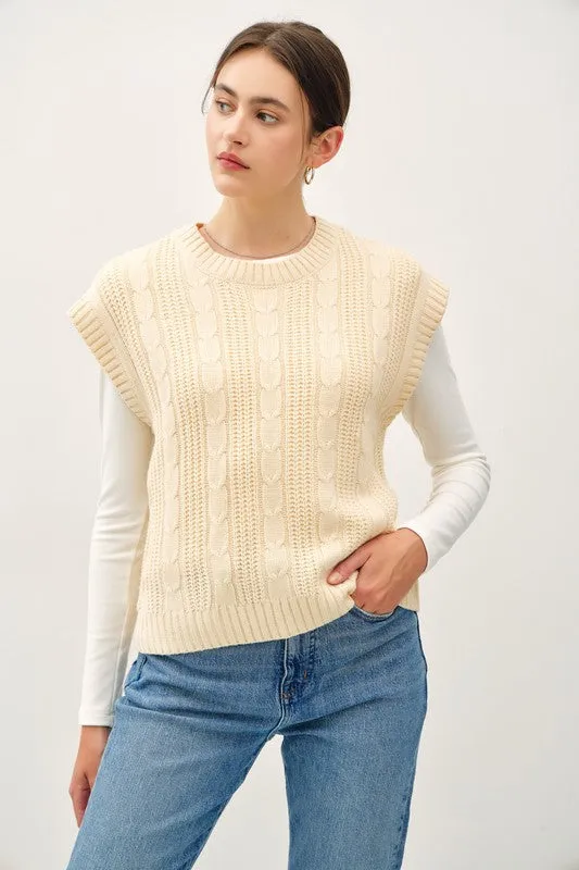 Cable Knit Cap Sleeve Sweater Vest sold by U-NI-TY product image thumbnail 4