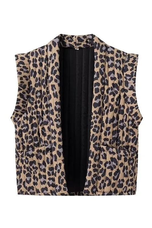 Leopard Print Quilted Vest sold by U-NI-TY